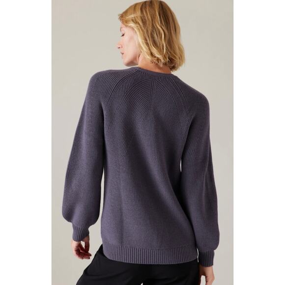 Athleta En Route Hanover Sweater Nightfall Purple Medium Merino Wool Blend - Picture 2 of 10
